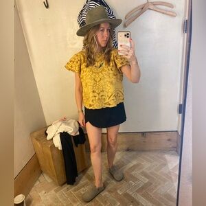 Anthropologie Yellow Eyelet Top - Medium Petite